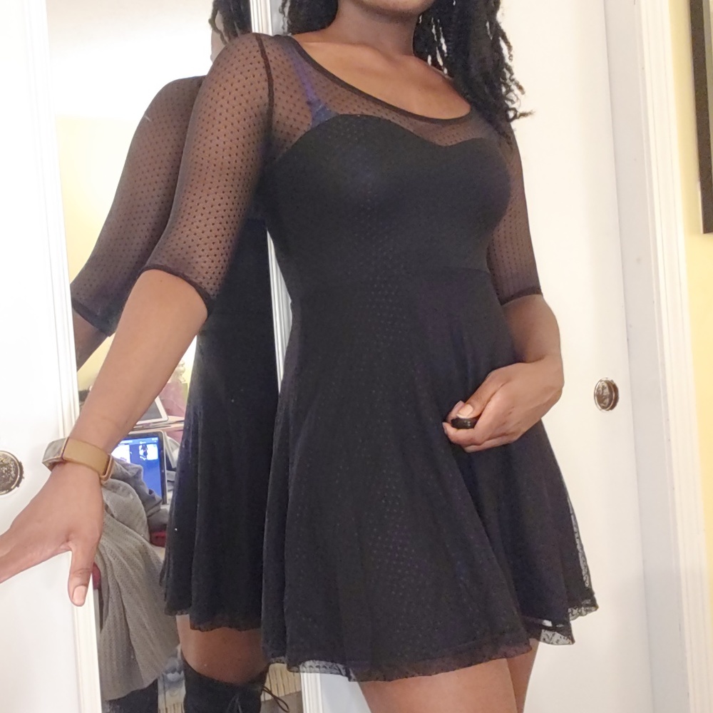 Material Girl Polka Dot Mesh Cocktail Dress (S)